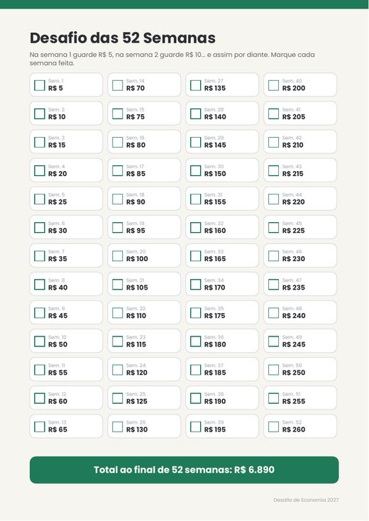 Desafio das 52 semanas