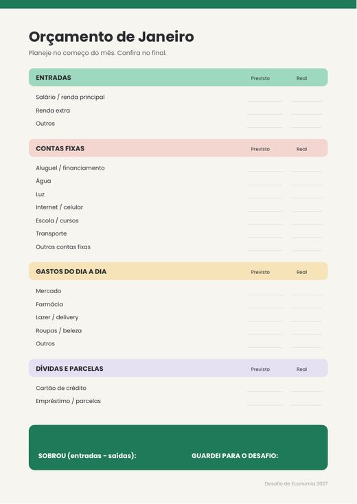 Orçamento de janeiro