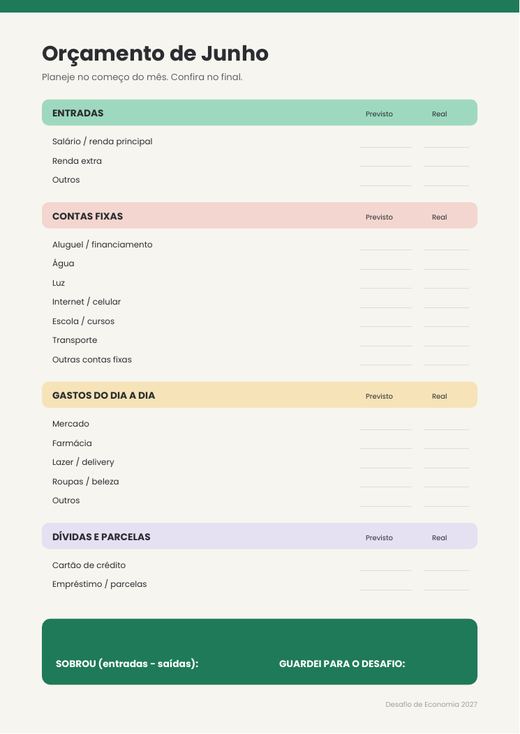 12 meses de orçamento